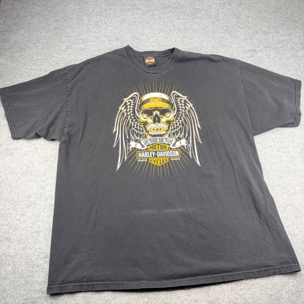 Harley-Davidson Iron Steed Vacaville CA Skull Wings Graphic T-Shirt Men’s 2XL